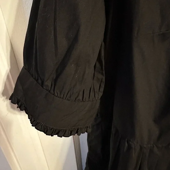 Sz large NWT J. Crew ruffle tiered popover dress black - Picture 8 of 16